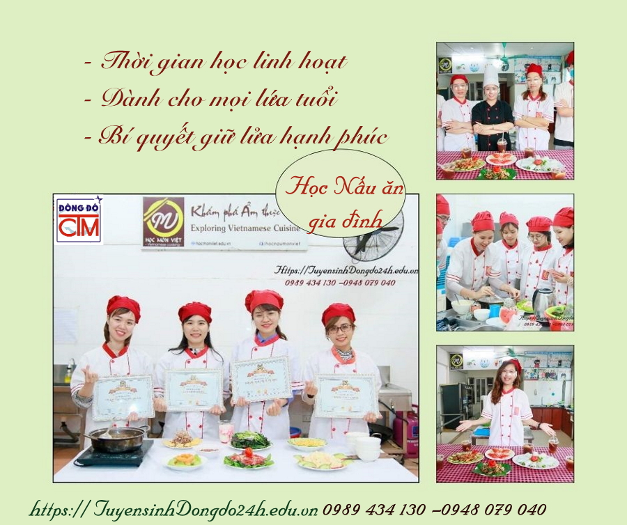 Khóa học nấu ăn gia đình ở Hà Nội có lớp học ngoài giờ